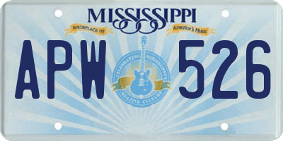 MS license plate APW526