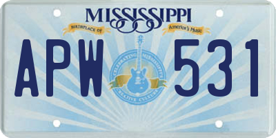 MS license plate APW531