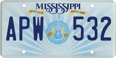 MS license plate APW532