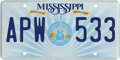 MS license plate APW533