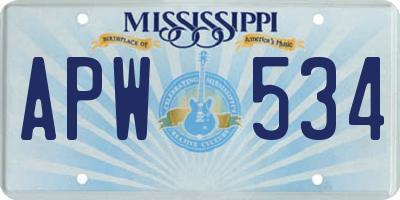 MS license plate APW534
