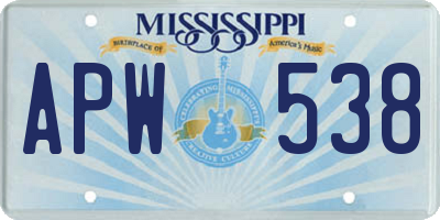 MS license plate APW538