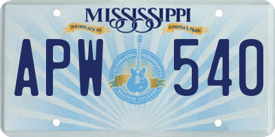 MS license plate APW540