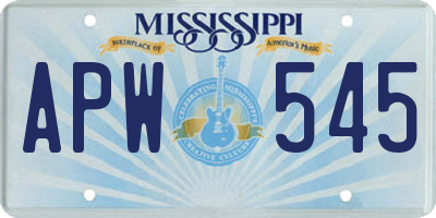 MS license plate APW545