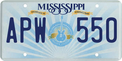 MS license plate APW550