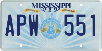 MS license plate APW551