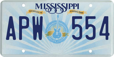 MS license plate APW554