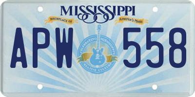 MS license plate APW558