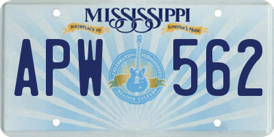 MS license plate APW562