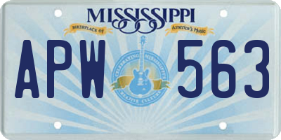 MS license plate APW563