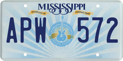 MS license plate APW572