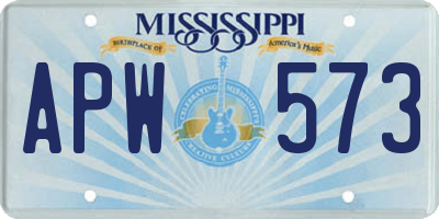 MS license plate APW573