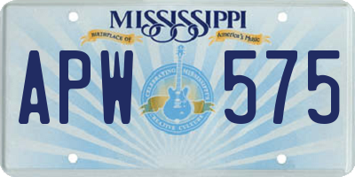 MS license plate APW575