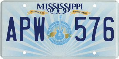 MS license plate APW576