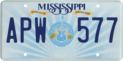 MS license plate APW577