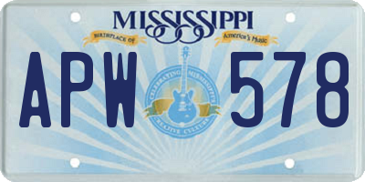 MS license plate APW578