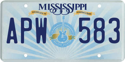 MS license plate APW583