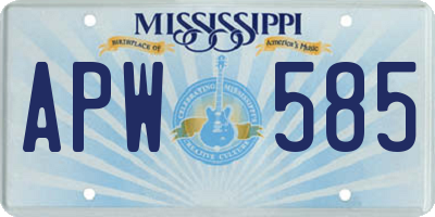 MS license plate APW585