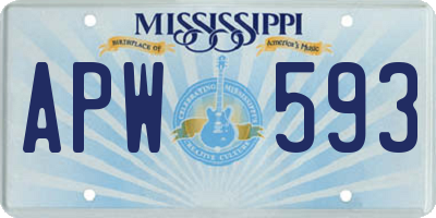 MS license plate APW593