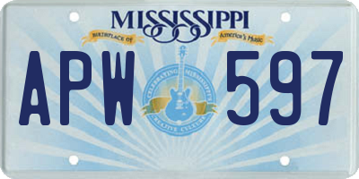 MS license plate APW597