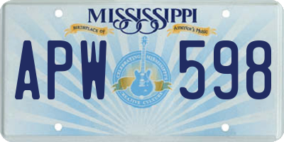 MS license plate APW598