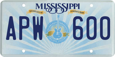 MS license plate APW600