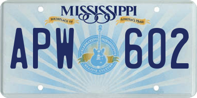 MS license plate APW602