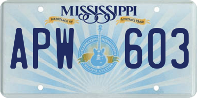 MS license plate APW603