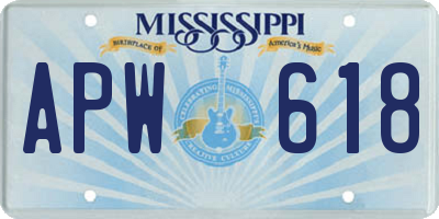 MS license plate APW618