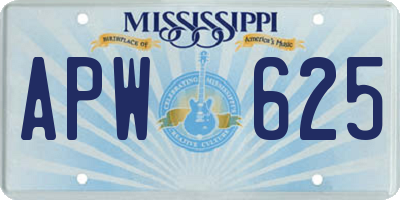 MS license plate APW625