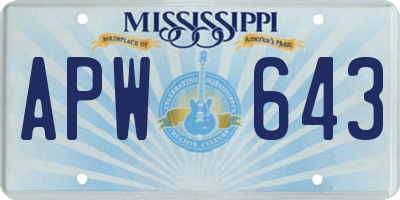 MS license plate APW643