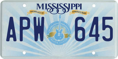 MS license plate APW645