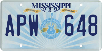 MS license plate APW648