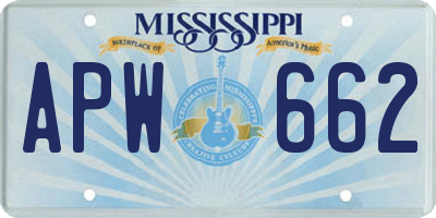 MS license plate APW662