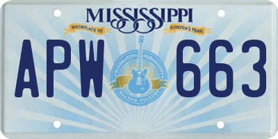 MS license plate APW663