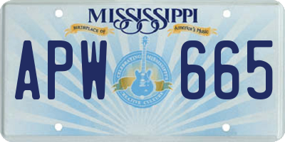 MS license plate APW665