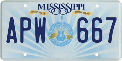 MS license plate APW667
