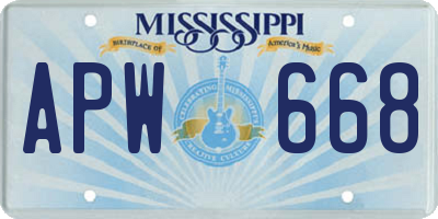 MS license plate APW668
