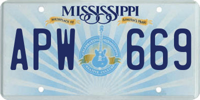 MS license plate APW669