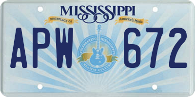 MS license plate APW672
