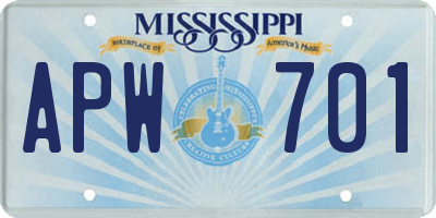 MS license plate APW701