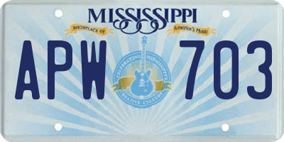 MS license plate APW703