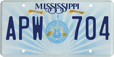 MS license plate APW704