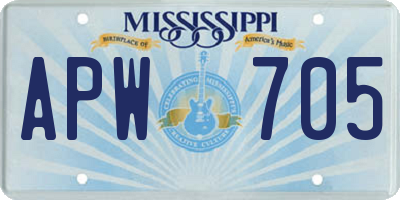 MS license plate APW705