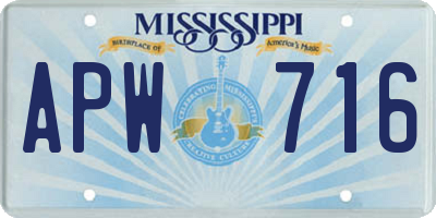 MS license plate APW716