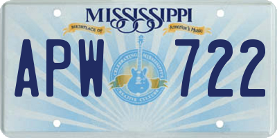 MS license plate APW722