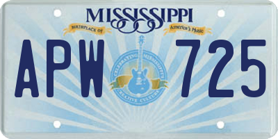 MS license plate APW725