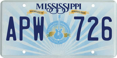 MS license plate APW726