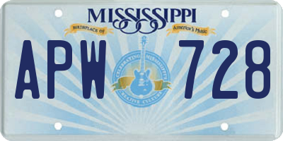MS license plate APW728