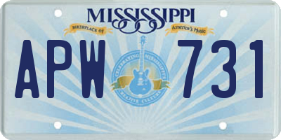 MS license plate APW731